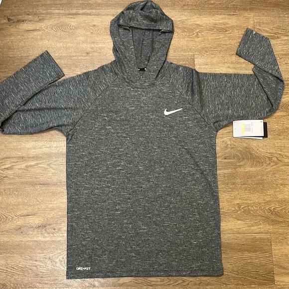 Nike Other - Nike Swim Dri Fit Long Sleeve Hooded Shirt Unisex Gray/Blck Iron Sz S